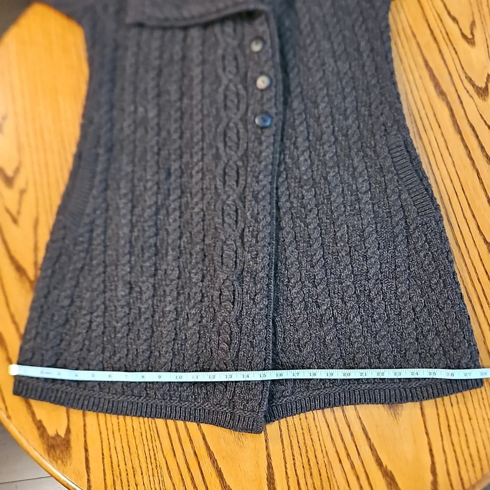 Aran Craft Cardigan | Large  Collar | Forest Green | Button Up | Pockets Size S - Picture 15 of 16